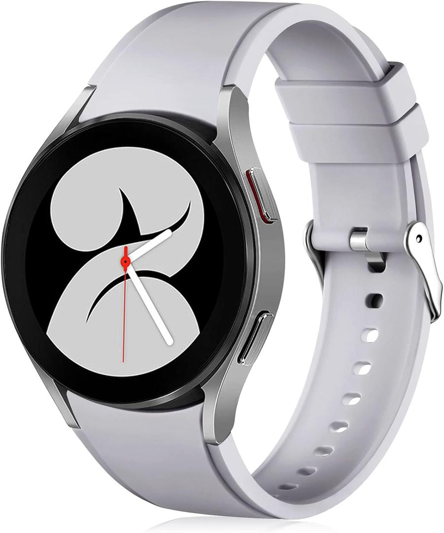 Lerobo No Gap Band Compatible With Samsung Galaxy Watch 7 5 4 6 (44mm 40mm), Watch 5 Pro (45mm), 4 Classic (46mm 42mm) - 20mm Quick Release Sport Replacement for Women Men (LightGray)