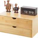 Neando Bamboo Desk Organizer with 2 Drawers, Wooden Countertop Drawers Organizer, Tabletop Storage Organization Box for Office & Home, No Assembly Needed