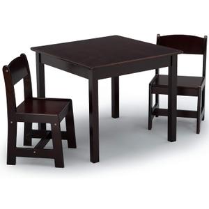 Delta Children MySize Kids Wood Table and Chair Set (2 Chairs Included) - Ideal for Arts & Crafts, Snack Time, Homework & More - Greenguard Gold Certified, Dark Chocolate, 3 Piece Set (Dark Chocolate)