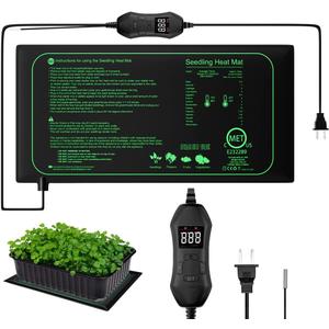 1 Pack Seedling Heat Mat with Digital Thermostat Controller,10" x 20.75" Temperature Control Waterproof Heating Pad for Seed Starting Indoor Plants Germination