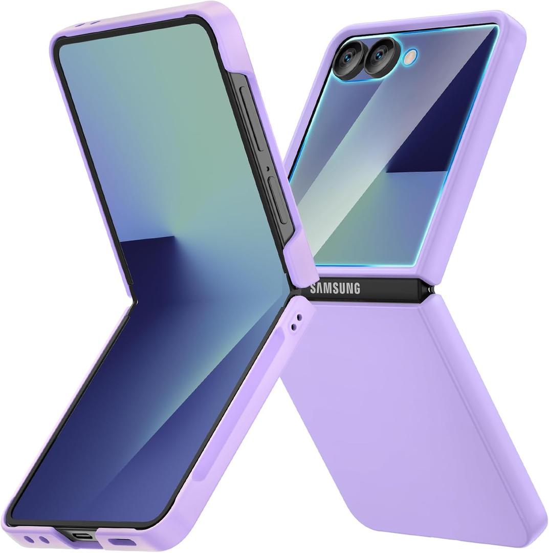 Ruky for Samsung Galaxy Z Flip 7 Case, Hard PC Ultra Slim Shockproof Protective Cover, Support Wireless Charging Girls Women Full Body Covers for Samsung Z Flip 7, Purple