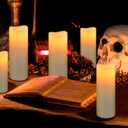 Flameless Flickering Battery Operated Candles D2.2''*H4 5" 6" 7" 8" 9" Set of 9 Ivory Real Wax Pillar LED Candles with 10-Key Remote and Cycling 24 Hours Timer (Ivory)