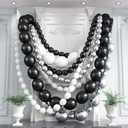 Black White and Gold Linking Balloons, 90PCS Black Gold and White Balloon Arch, Metallic Silver Quick Linked Connecting Balloon for Wedding Birthday Baby Shower Graduation New Year Party Decorations (6+10 inch)
