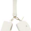 Mum's Memory Mini Zip Around Wristlet Wallet for Women Dual Pouch Wristlet Portable Wallet Coin Purse Mini Women Coin Pocket (White+Gold)