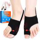 QCCL 2PCS Bunion Corrector for Women & Men Big Toe Straightener with Splint & Anti Slip Gel Cushion Pads for Bunion Correction Hallux Valgus Pain Relief, Comfortable & Breathable for Day/Night Support, Washable, One Size