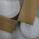 WELLIFE 144Pcs Gold Dessert Plates, 7.5 Inch Plastic Appetizer plates, Heavy Duty plastic Party Plates, White and Gold Plastic plate for Party and Wedding