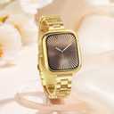 Slim Metal Band for Apple Watch Bands for Women 45mm 44mm 42mm(S3) Gold iWatch Bands with Protective Case, Stainless Steel Thin Dressy Strap for Apple Watch Band Series 9 8 SE 7 6 5 4 3-Gold