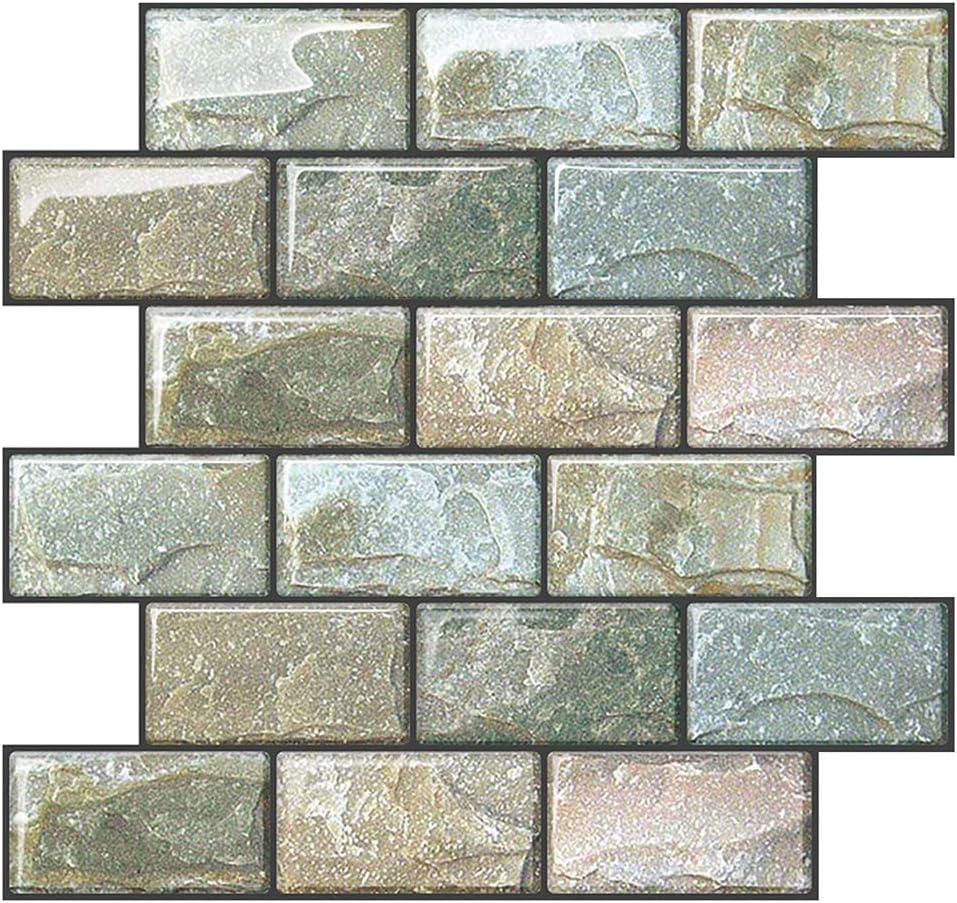 Peel and Stick Backsplash for Kitchen, Peel and Stick Tile Kitchen, Back Splash Tile for Bathroom, 3D Brick Wall Tiles Subway Tiles, 10 Sheets 10" x10.6