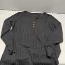 Womens Ladies La Mode Casual Black Ribbed Button Front V Neck Large Loose Fit L