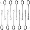 New Star Foodservice 58765 Stainless Steel Rose Pattern Iced Teaspoon 7.7-Inch Set of 12