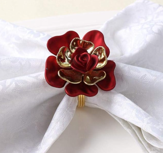 12 x Exquisite Pink Napkin Ring Clasp Wedding Napkin Ring Hotel Model Bedroom Home Towel Ring Burgundy
