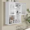 CJL Bathroom Wall Cabinet with Fluted Door, 23.6'' x 29.5'' Medicine Cabinet, Over The Toilet Storage Cabinet, White, 23.6''W x29.5''H x 8.3''D