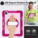 Case for iPad Pro 13 Inch 2024 M4 (7th Generation) Kids,Rugged Heavy Duty Shockproof Protective with 360Rotating Stand,Pencil Holder,Hand/Shoulder Strap Cover for Girls,Women,Rosy Red+Pink