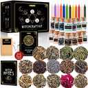 Witchcraft Supplies Kit for Witch Altar 54PCS - Spell Candles for Witches - Crystals Spell Jars for Witches - Herbs for Spells - Beginner Witch Starter Box - Witchcraft Kit