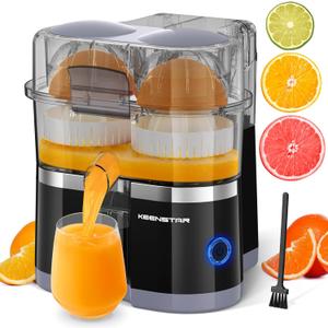 KEENSTAR Electric Citrus Juicer, Dual-Head Orange Juicer Squeezer, Portable Juicer with Cleaning Brush for Lemon, Grapefruit, High Juice Yield, Easy to Clean, One Touch Operation