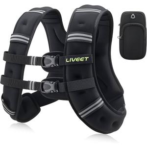 Liveet Weighted Vest, Weighted Vest for Women Men, 25lb SGS Certified Weight Vest with Pocket Reflective Strips Adjustable Buckle Straps for Walking Running Strength Training Cardio Workout