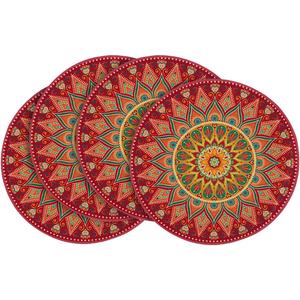 2 x Artoid Mode Red Mandala Round Placemats Set of 4,14 Inch Seasonal Spring Farmhouse Table Mats for Party Kitchen Dining Decoration