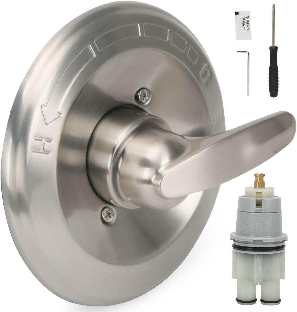 Replacement for Delta Classic 13 Series Single-Function Trim Kit T13010 Shower Handle for Delta R10000 Series Shower Valve Used for Shower Faucet Systems Brushed Nickel (Cartridge included)