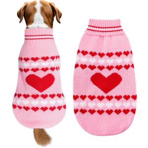 Dog Sweater Turtleneck Pet Sweaters Winter Coat Apparel Warm Knitted Holiday Clothes for Cat and Puppy (Large)