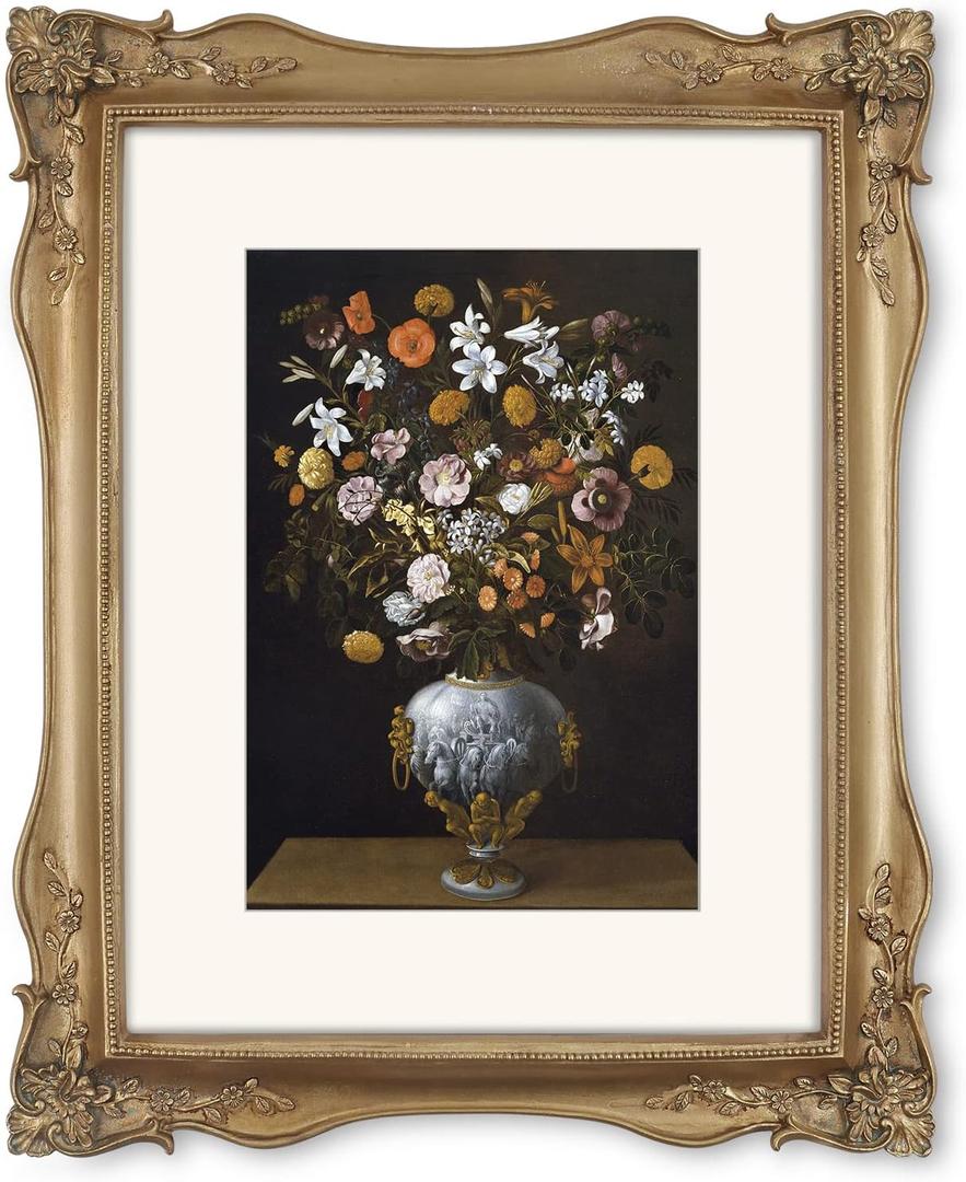 SIMON'S SHOP 11x14 Picture Frame with Mat for 8x10 Image, Bronze Poster Frames 11x14 Matted to 8x10, Vintage Inspired Frames for Wall Decor