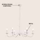 JONATHAN Y 34.75" White 6-Light Bohemian Farmhouse Iron Chandelier, Rustic Candle-Style LED Hanging Light for Dining Room Kitchen Island Entryway Foyer (JYL7559D)