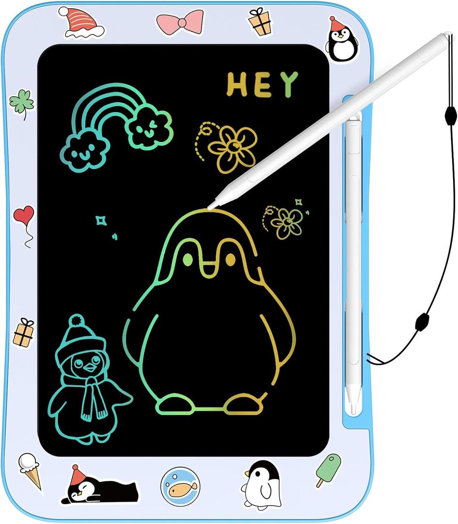 Genialba LCD Writing Tablet for Kids, Colorful Screen Drawing Board for 3-7 Year Old Boys & Girls - Educational Toys for Birthday & Christmas (Penguin)