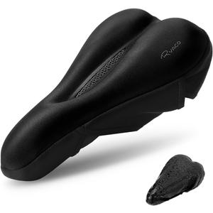 Ryaco Gel Bike Seat Cushion Cover - Breathable Comfortable Bicycle Saddle Cover Black with Water&Dust Resistant Cover Fits Spin, Stationary Exercise Bike, Outdoor or Indoor Cycling