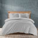 TEXAS LINEN CO. 100% Egyptian Cotton Duvet Cover King/California King Size - 1000 Thread Count 3 PC Duvet Cover Set, Soft, Cooling Cotton Comforter Cover, Zipper Closure, 7 Corner Ties - Silver