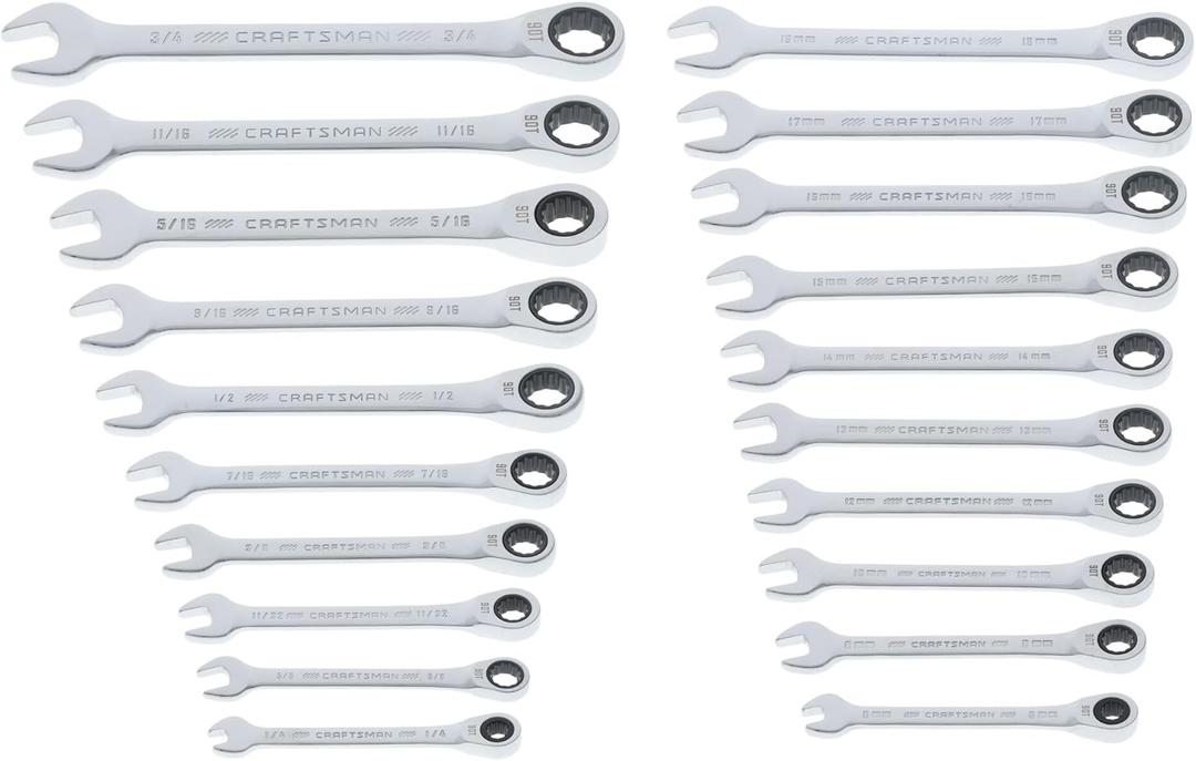 CRAFTSMAN 20 Piece Ratcheting Combination Wrench Set, SAE/Metric (CMMT87220)