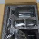 Black Glass Mouthwash Dispenser with Cups, 12.7 oz, 2 Pack - Clear Mouthwash Bottle with 304 Stainless Steel Spout & Minimalist Labels, Style Mouthwash Container for Bathroom