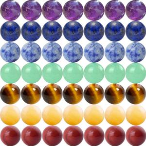 7 Chakra Natural Stone Beads Mixed 100pcs 8mm Round Genuine Real Stone Beading Loose Gemstone Amethyse Color DIY Smooth Beads for Bracelet Necklace Earrings Jewelry Making