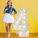4FT Marquee Numbers, Warm White Light Up Number 4 with Display Board, Balloon Kit Decorations, DIY Pre-Cut Frames for Party, 4th Birthday, Anniversary Decor, 40th Memorable Milestones