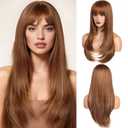 Wig with Bangs for Women Long Layered Wig Heat Resistant Synthetic Wig Natural Looking Wigs for Daily Party Use(427Honey Blonde, 26 Inch)