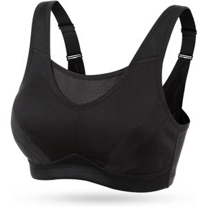 Wingslove High Impact Sports Bras for Women Plus Size Non Padded Wirefree Workout Bra Bounce Control (48DDD, Black)