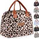 HOMESPON Insulated Lunch Bag for Women Men Adults Lunch Tote with Front Pocket Lunch Box Container Cooler Bag for Work Picnic (Leopard Print)