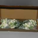 White Carnations Artificial Flowers 5 Bundles Life-Like Faux Carnation Silk Flowers with Stem and Greenery, Fake Carnation Flowers Arrangements for Vase Home Decor Wedding Mother's Day (White)