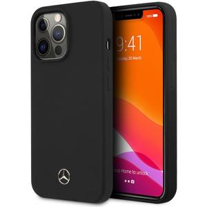 CG MOBILE Mercedes-Benz Phone Case for iPhone 14 Pro Max in Black with Microfiber Interior, Liquid Silicone Smooth & Anti-Scratch Protective Case with Easy Snap-on, Shock Absorption & Signature Logo