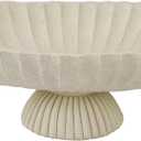 14.5" Large Decorative Long Bowl decor - Fluted Scalloped Decorative Bowls for Home Decor - Ruffle Decor,Stylish Key Bowl for Entry Table,Decorative Fruit Bowls for Kitchen Counter,Light Gray