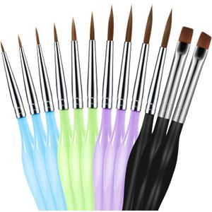 SIMPOR 12pcs Detail Paint Brushes Set, Miniature Fine Tip Paintbrush Kit with Ergonomic Triangular Handle for Acrylic Watercolor Oil, Micro Painting Brushes for Scale Models Figures Nail Art
