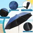 2 Pcs Beach Umbrella with Clamp UV Protection 48 Inch Adjustable Umbrellas for Chair with 360 Universal Clamps for Beach Camping Stroller Wheelchair, Chair Not Included(Deep Blue)