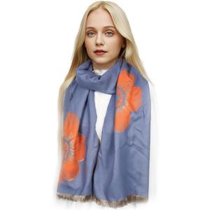 Sumato Scarf for Women Fall Winter Shawl Wraps Long Women Scarves Warm Soft Cashmere Feel Classic Floral Style (Sf1505-dark Blue)