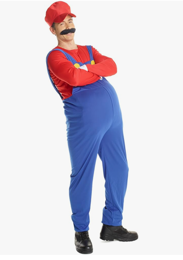 Morph Adult Red Plumbers Costume, Gaming Costume, 80's Halloween Costume Sizeб X-Large 46-48" Chest