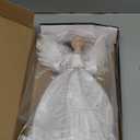 SINTENILL 12.5" Angel Christmas Tree Topper with Lights, Lighted Angel Tree Topper with White Feather Wings and Star Light, Remote Control, Timer & USB Powered for Indoor Holiday Tree Decoration