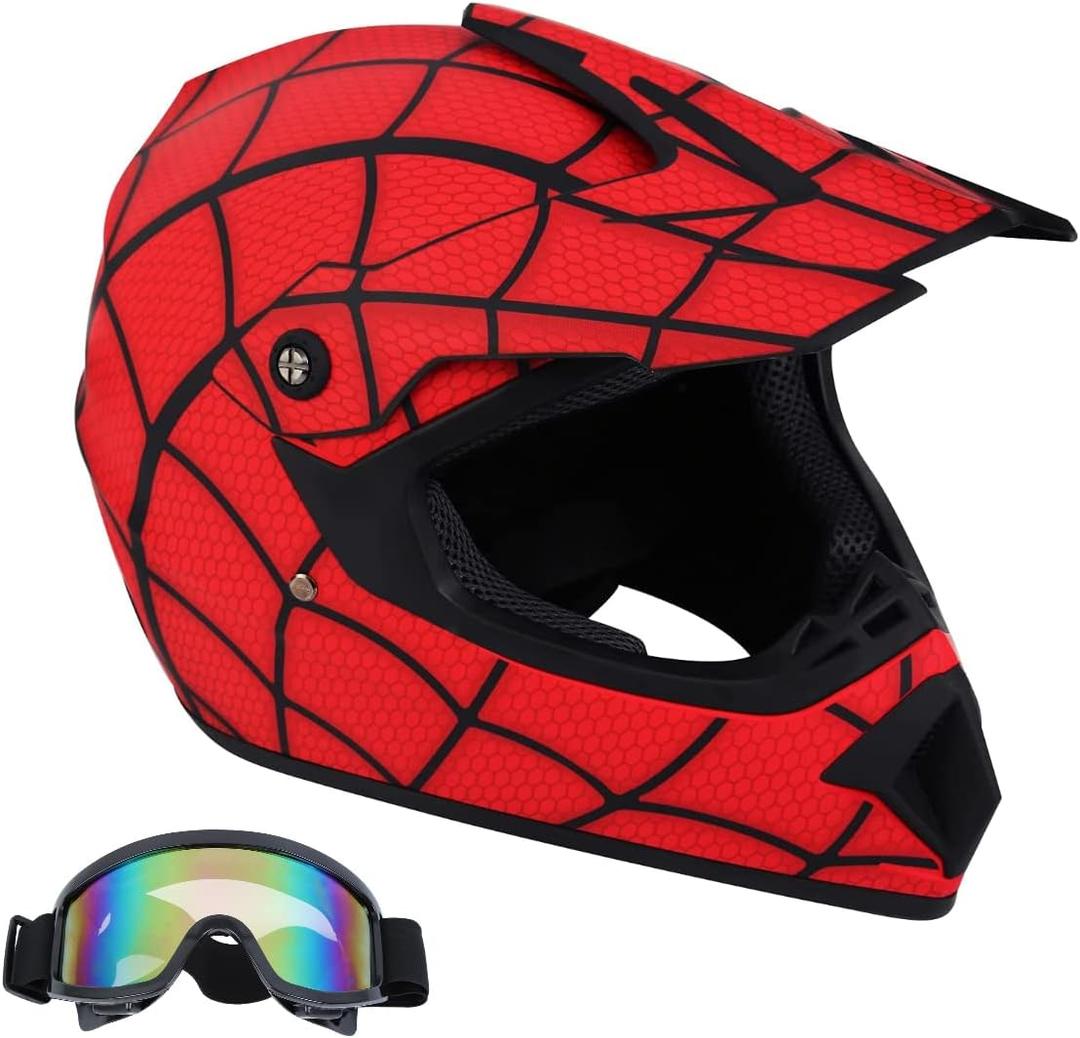 Dirt Bike Helmets Motocross Helmet Offroad Helmets BMX MX ATV Helmet with Goggles for Unisex Youth Kids DOT/FMVSS 218 Approved (Red, S)