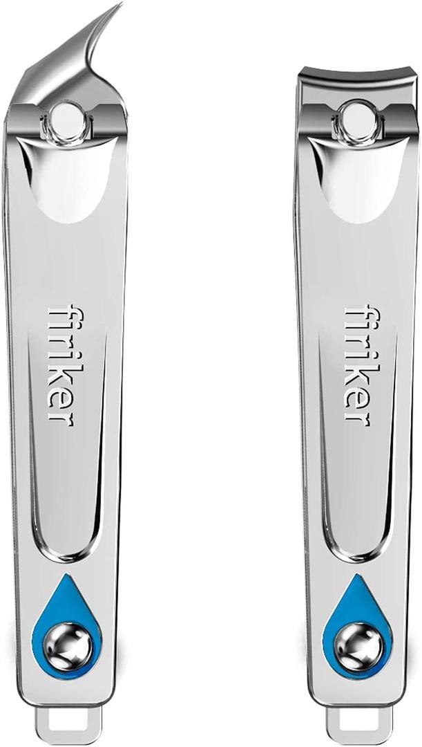 Nail Clipper Set, Sharpest Fingernail & Toenail &Slanted Edge Nail Cutting Clippers, Quality Stainless Steel Portable Nail Cutter Set with Nail File,Personal Pedicure Kit for Women Man (2 Piece Set)
