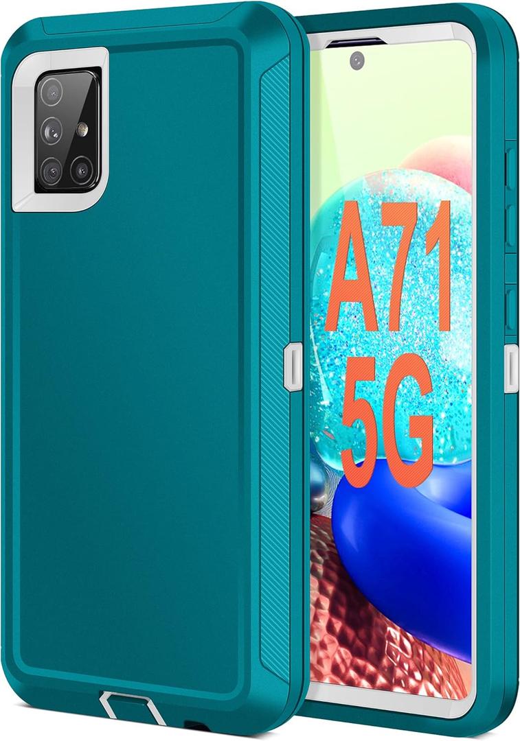 Jelanry Case for Samsung Galaxy A71 5G, Dual Layer Shockproof Protective Back Cover [Not fit A71 5G UW] w/Dust Port & Anti-Slip Grip Heavy Duty Rugged Phone Case for Galaxy A71 5G, Mint/White