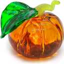 WitnyStore Tiny 1" Long Orange Pumpkin Figurine - Miniature Hand Blown Painted Glass Fruit Vegetable Replica Small Colorful Crystal Art Tabletop Paperweight Decorative Collectible Figures Dcor Gifts