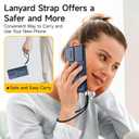 Case for Samsung Galaxy S25/S24 with 2*Screen Protector, Slide Camera Cover, Kickstand, Lanyard Strap, Dual Layer Rugged Non-Slip, Blue