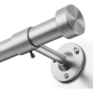 YaFex Heavy Duty Curtain Rods 32-60 Inch, 1 Inch Adjustable Curtain Rod for Windows, Silver Short Window Treatment Rods with Aluminium Finials, Easy Installation