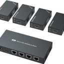 HDMI Extender Splitter 1x4 1080P@60Hz Over Cat 5E/6/7 Ethernet Cable 50m (165ft) Support EDID Copy POC Function (1 in 4 Out)